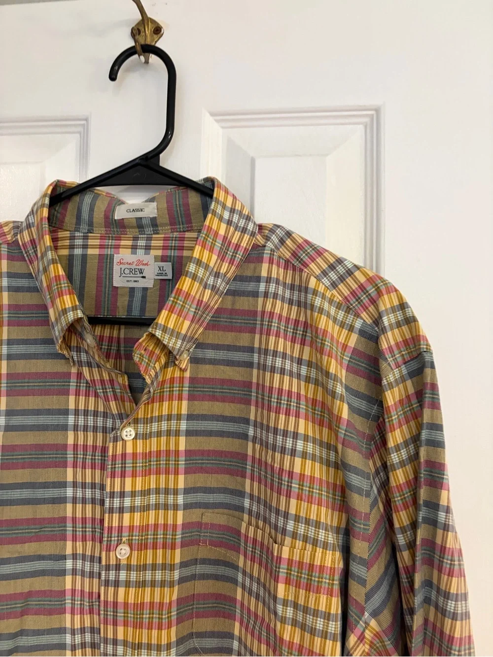 J.Crew Secret Wash Indian Madras Plaid Shirt Men’s XL Button Down Cotton